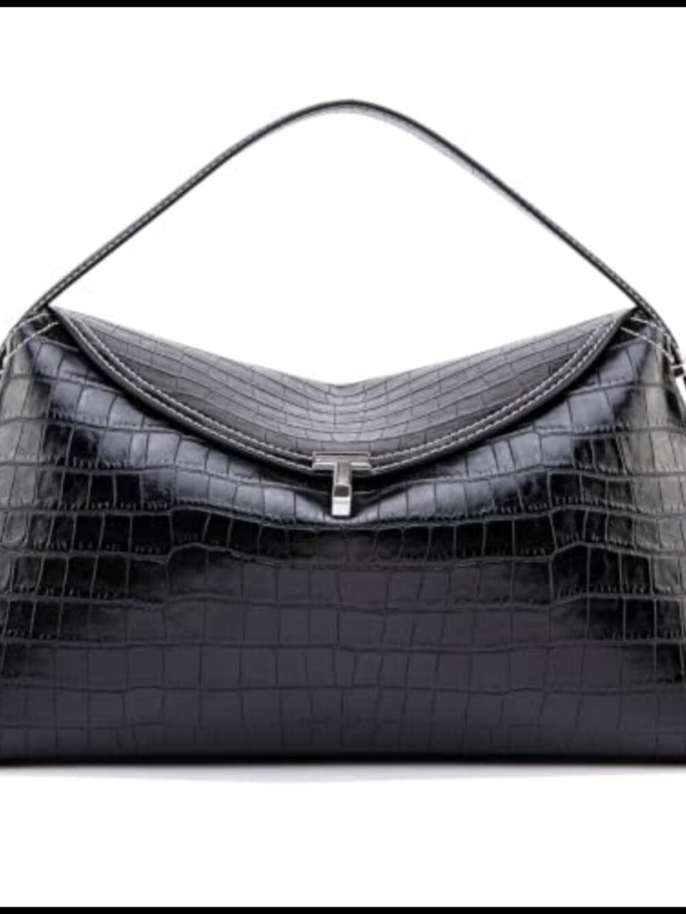 Microfiber Leather Crossbody Bag T Lock Large Handbag